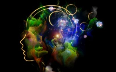 Spiritualität, Shiva, Bewusstsein, Kopf, Silhuette, bunte Energienebel, Galaxien, Sterne, schwarz, rot, blau, grün, gelb, weiß -- Vorschaubild