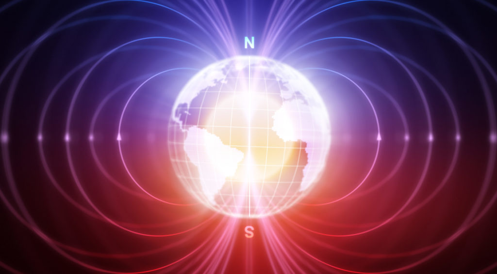 Energetisches Feng Shui, Polsprung, Magnetfeld, Dipol-Model, Erde, Weltraum, weiß, gelb, rot, lila